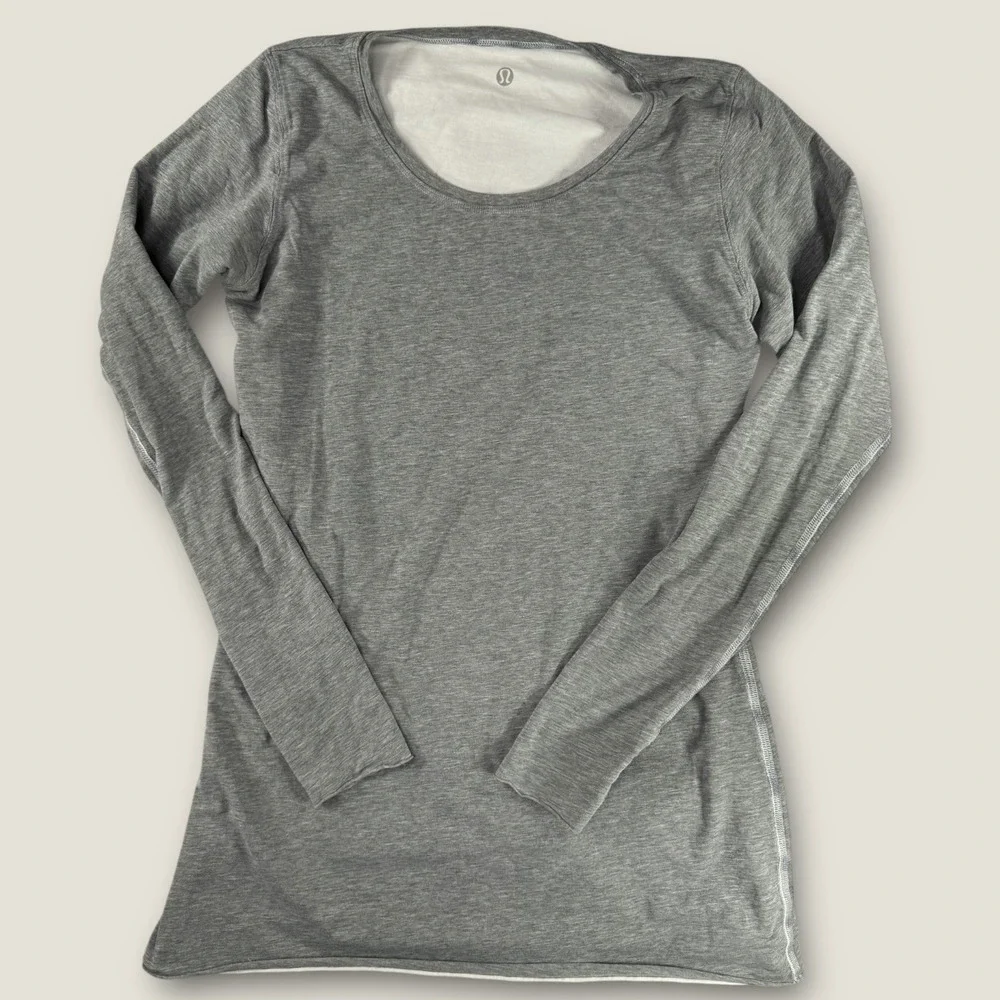 Lululemon Men's 5 Year Basic Long Sleeve‎ Shirt Grey Heather Crew Neck Size S